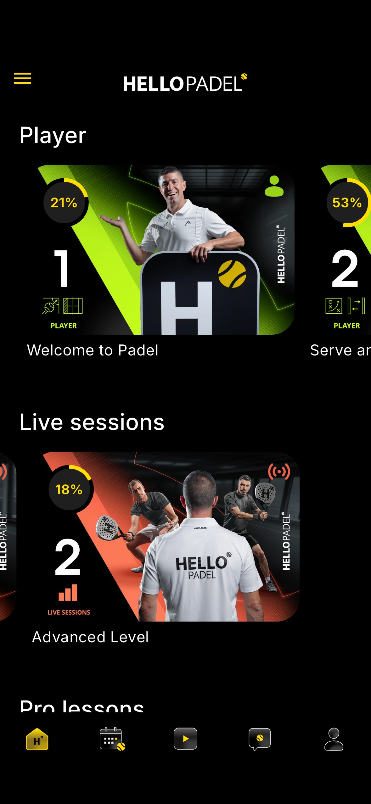 Hello Padel app player selection